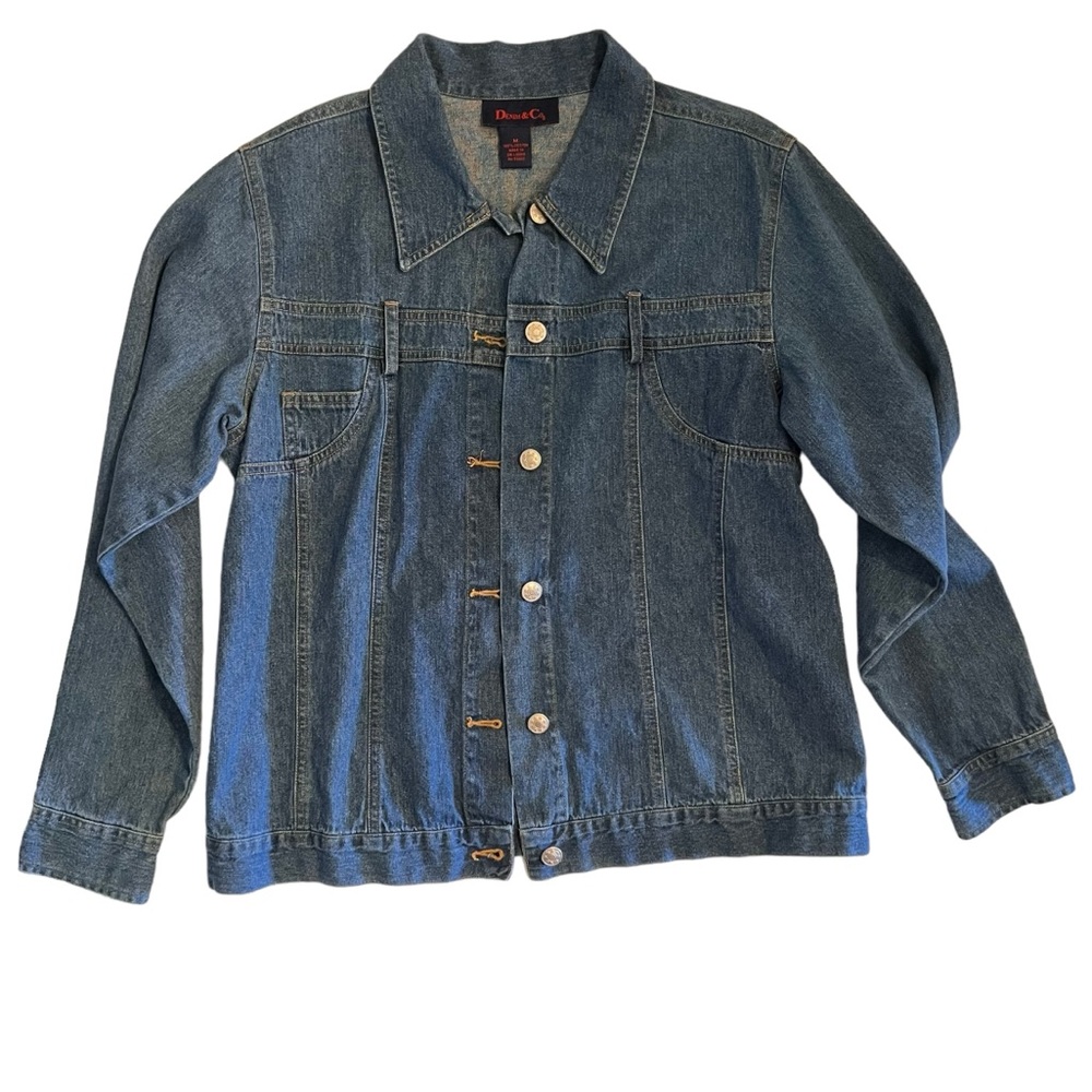 Denim & Co Women’s Medium Blue Wash Shacket Button Up Excellent Condition